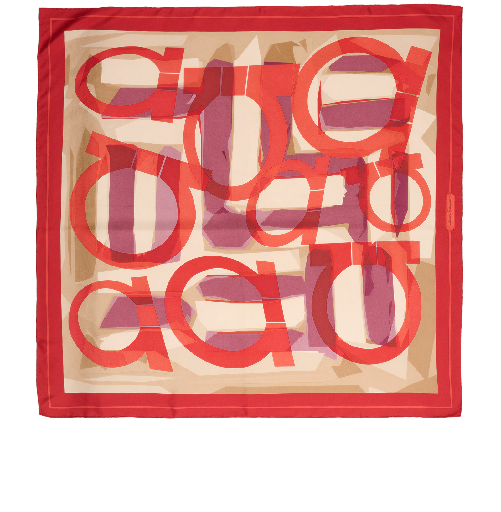 Salvatore Ferragamo Print Scarf, &pound;120, Accessories, Beige/Red, Silk, Back view