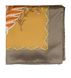 Salvatore Ferragamo Flower Scarf, Silk, Grey/Orange, MII, 2*