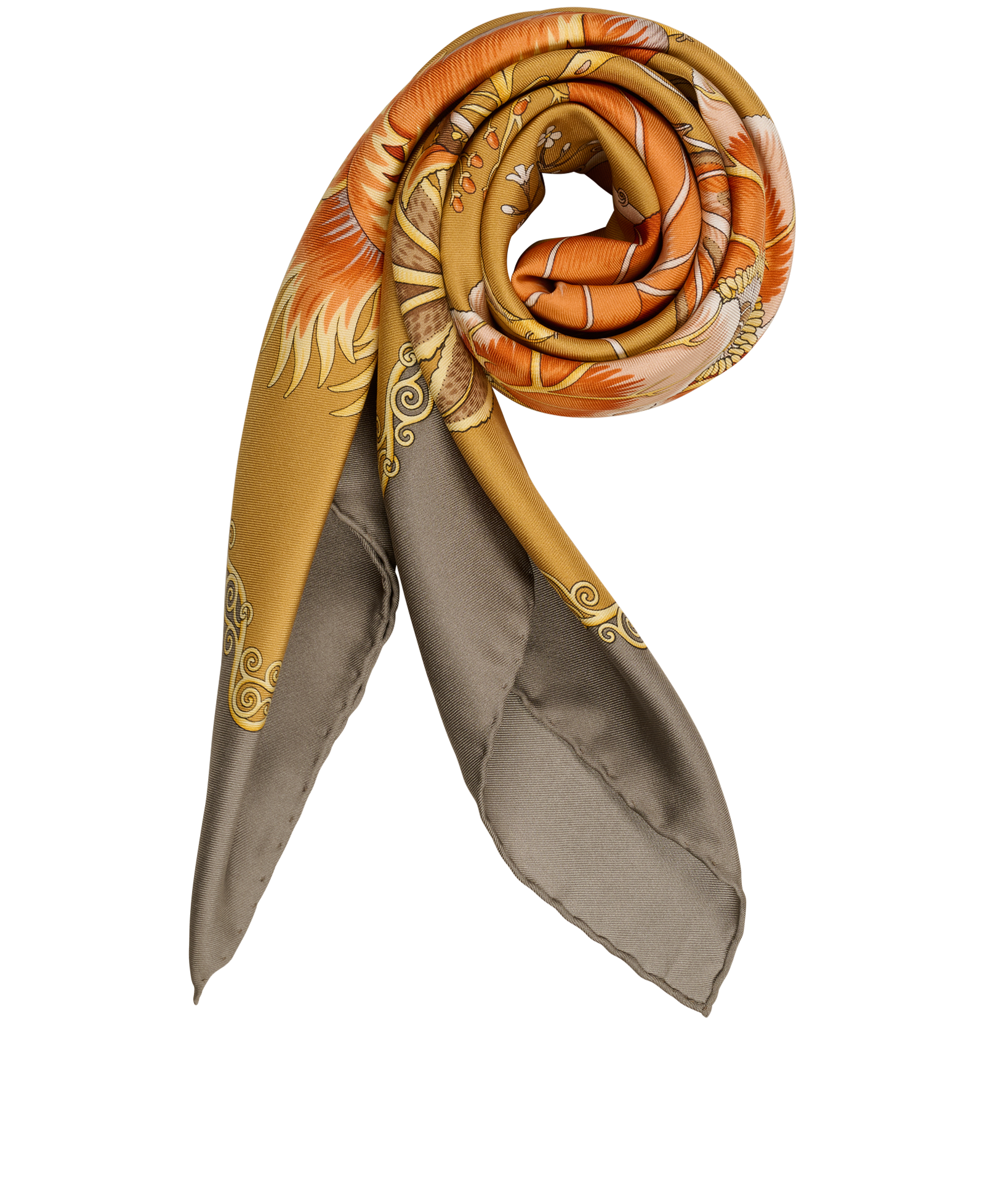 Salvatore Ferragamo Flower Scarf, &pound;120, Accessories, Grey/Orange, Silk, Other view