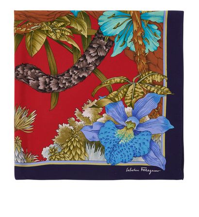 Salvatore Ferragamo Floral Jaguar Scarf, front view