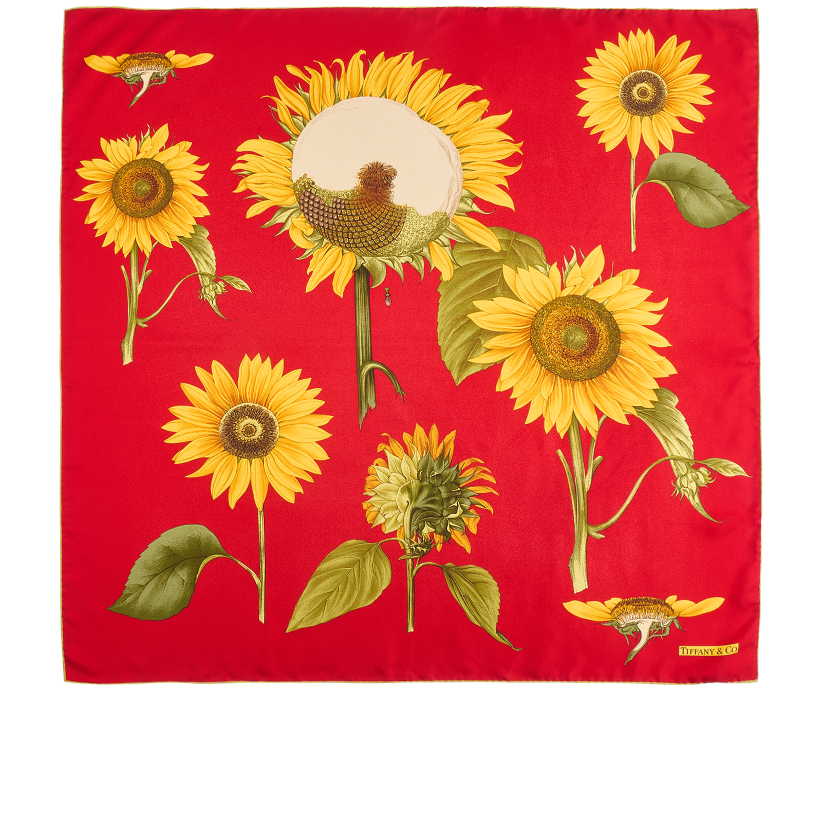 Tiffany Sunflower Scarf, &pound;130, Accessories, Red/Yellow, Silk, Back view