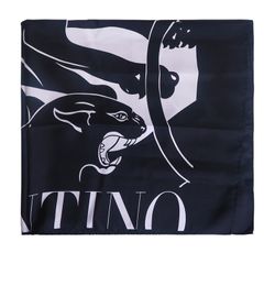 Valentino Puma Logo Scarf, Silk, Black/White, 3