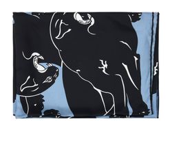 Valentino Panther Print Scarf, Silk, Blue, B, T, 3*