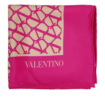 Valentino V Logo Scarf, &pound;175, Accessories, Pink, Silk, Front view