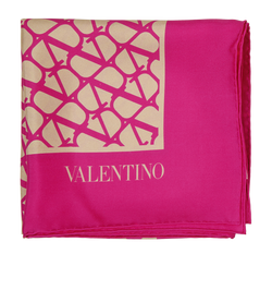 Valentino V Logo Scarf, Silk, Pink, B, 3*