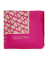 Valentino V Logo Scarf, &pound;175, Accessories, Pink, Silk, Front view