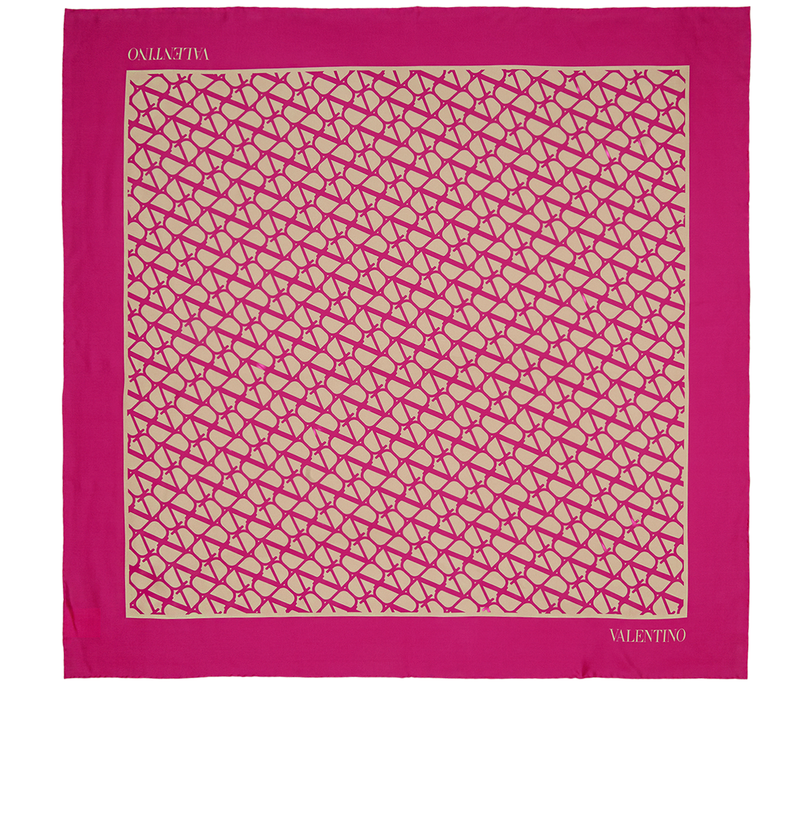 Valentino V Logo Scarf, &pound;175, Accessories, Pink, Silk, Back view