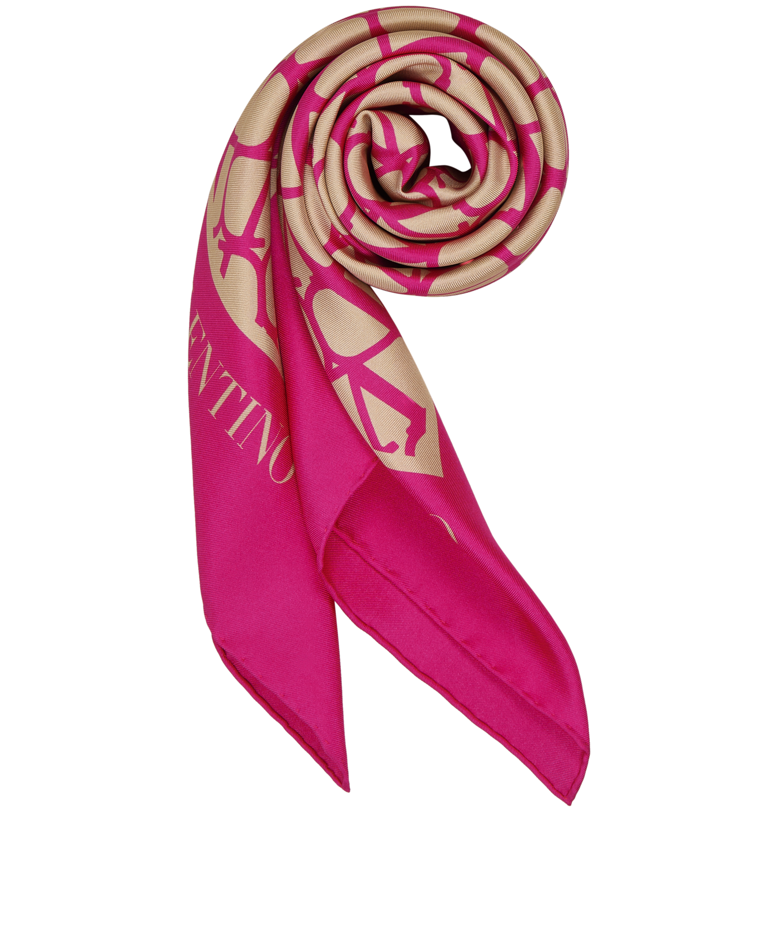 Valentino V Logo Scarf, &pound;175, Accessories, Pink, Silk, Other view