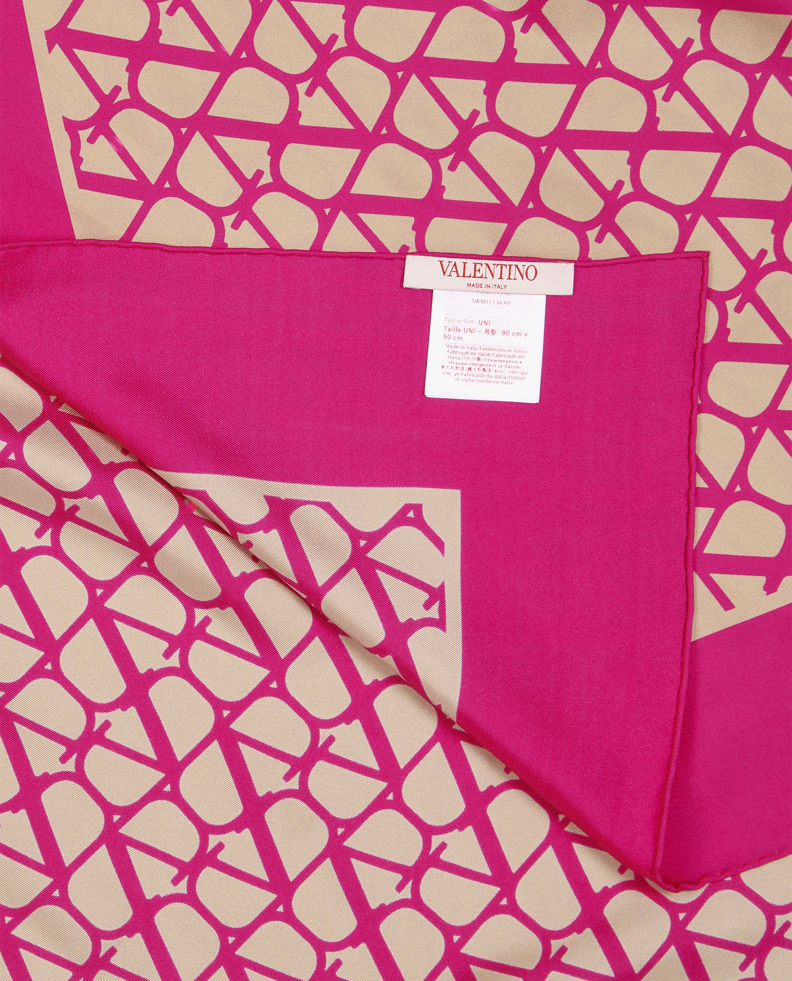 Valentino V Logo Scarf, &pound;175, Accessories, Pink, Silk, Other view