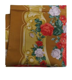 Valentino Vintage Flower Scarf, Silk, Gold, 4