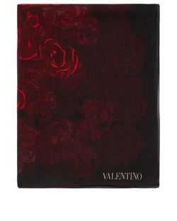 Valentino Rose Scarf, Silk, Black/Red