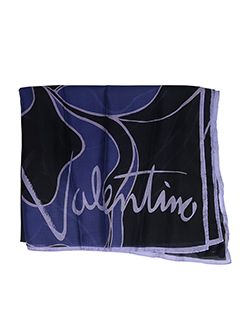 Valentino Floral Scarf, Chiffon/Silk, Purple/Black, 3
