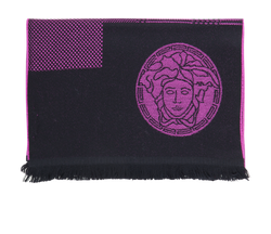 Versace Medusa Raw Trimmed Scarf, Wool, Purple/Black, 3*