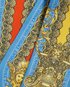 Versace Printed Bandeau Scarf, &pound;90, Accessories, Blue/Gold, Silk, Other view