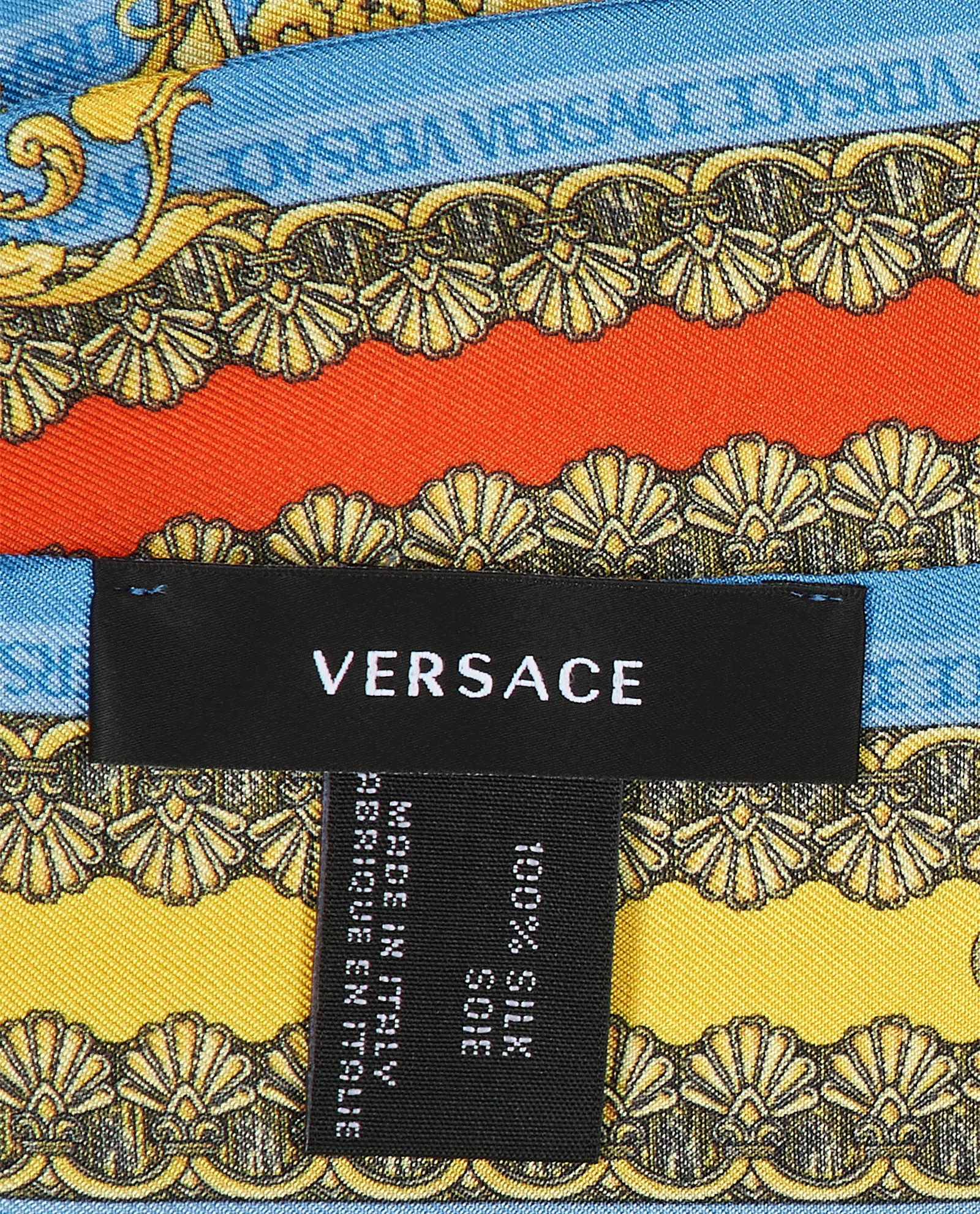 Versace Printed Bandeau Scarf, &pound;90, Accessories, Blue/Gold, Silk, Other view