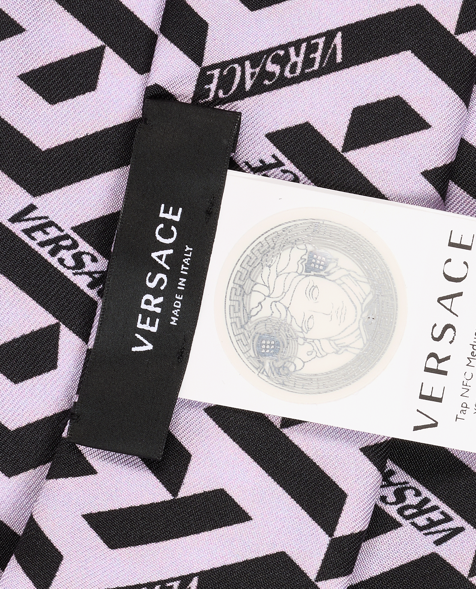 Versace Logo Bandeau, &pound;95, Accessories, Black/Purple, Silk, Other view
