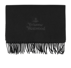 Vivienne Westwood Logo Embroidered Scarf, Wool, Black, MII, 3*