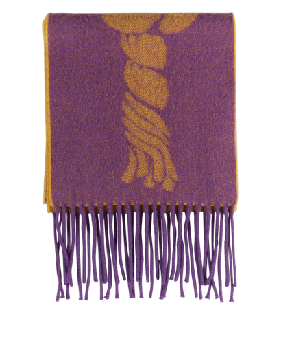 Vivienne Westwood Knot Print Scarf, &pound;50, Accessories, Purple/Yellow, Wool, Front view