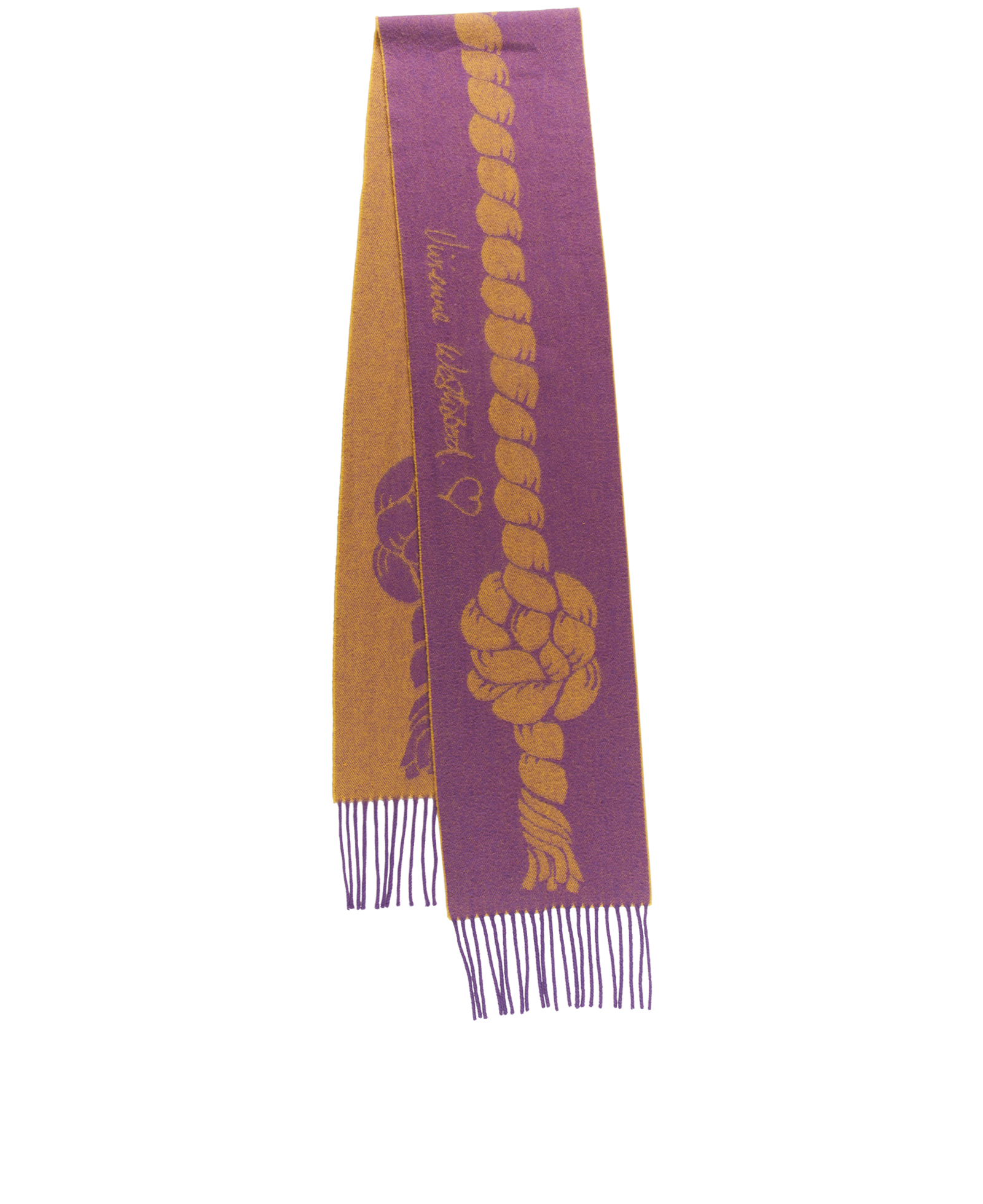 Vivienne Westwood Knot Print Scarf, &pound;50, Accessories, Purple/Yellow, Wool, Back view