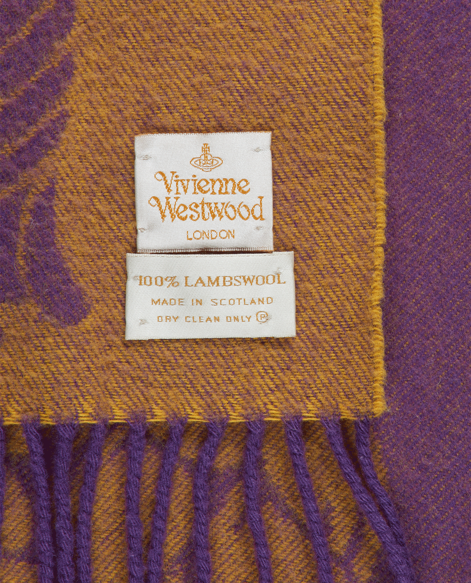 Vivienne Westwood Knot Print Scarf, &pound;50, Accessories, Purple/Yellow, Wool, Other view