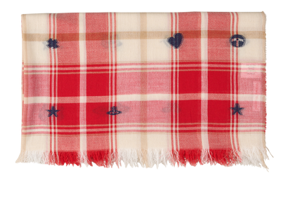 Vivienne Westwood Embroidered Scarf, &pound;60, Accessories, Red/White, Cotton, Front view