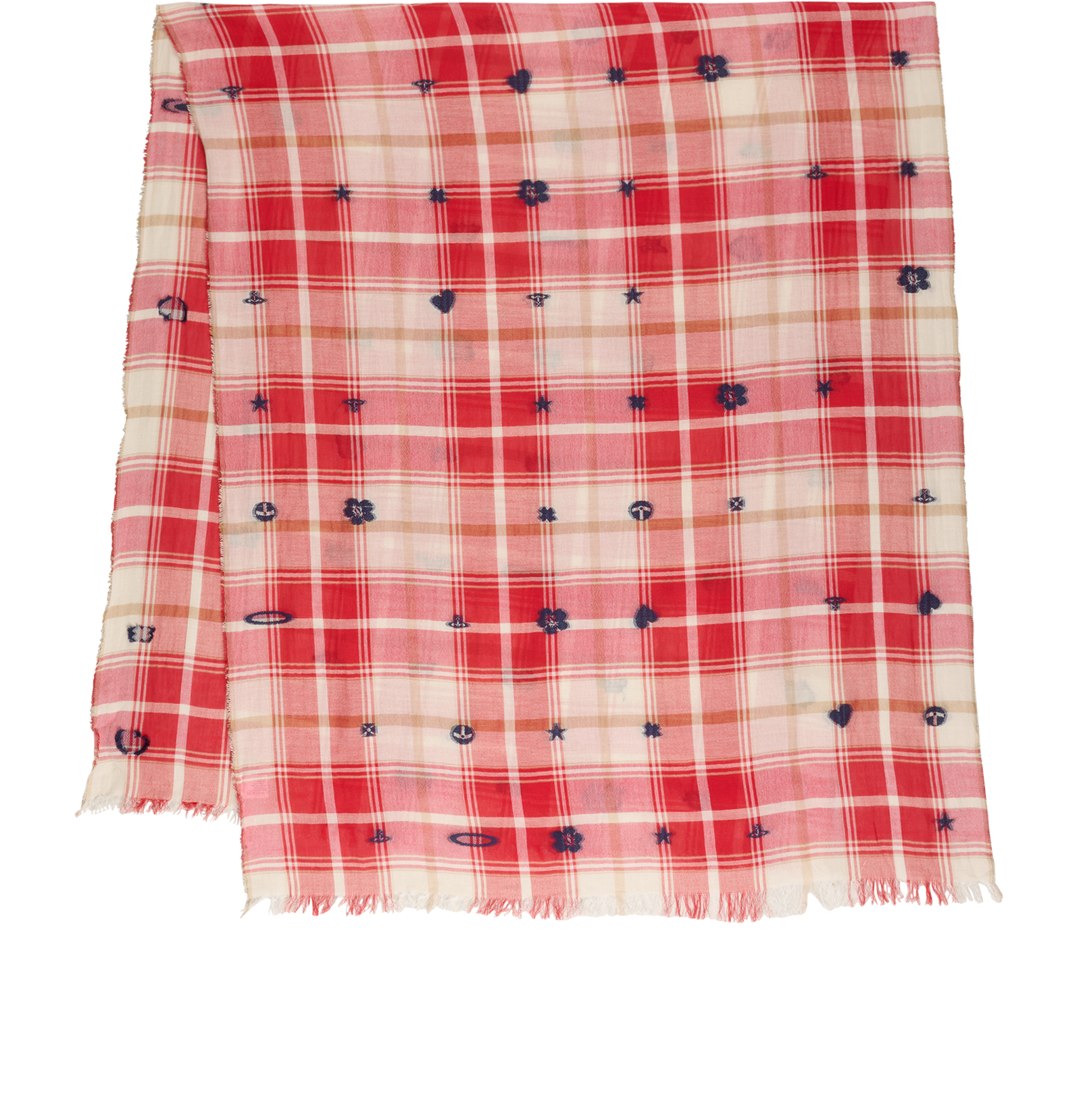 Vivienne Westwood Embroidered Scarf, &pound;60, Accessories, Red/White, Cotton, Back view