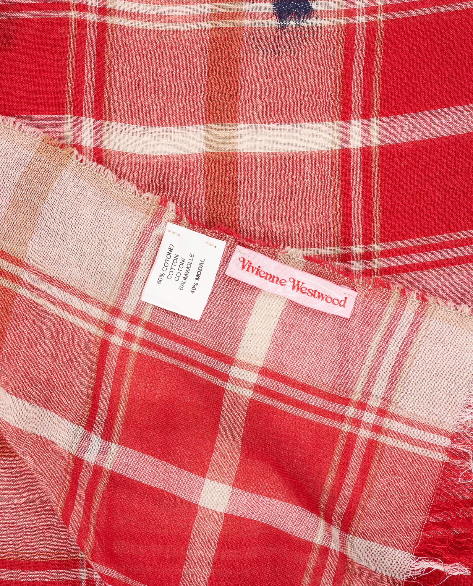 Vivienne Westwood Embroidered Scarf, &pound;60, Accessories, Red/White, Cotton, Other view