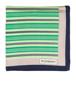 Yves Saint Laurent Striped Scarf, Silk, Green/Navy, 3*