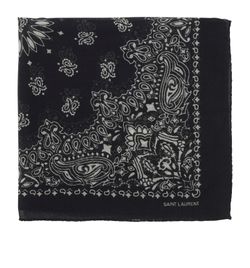 Saint Laurent Paisley Print Bandana Scarf, Wool, Black/White, 3*