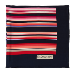 Yves Saint Laurent Striped Scarf, Silk, Navy/Pink, 3*