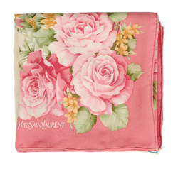 Yves Saint Laurent Roses Scarf, Silk, Pink/White, 3*