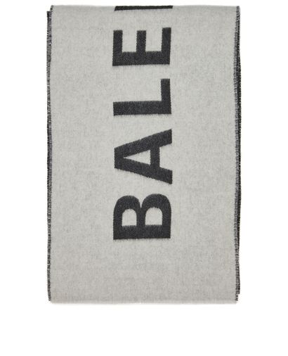 Balenciaga Jacquard Logo Scarf, £250, Accessories, Black/White, Wool, Front view