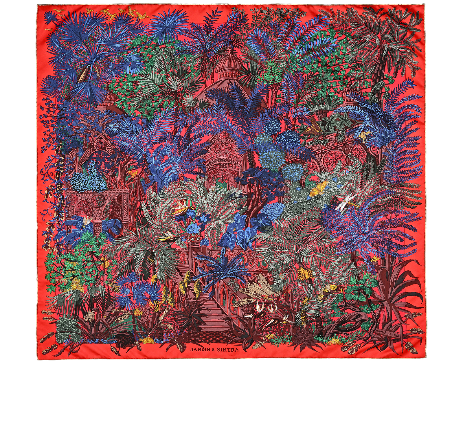 Hermes Jardin A Sintra Carre 90, &pound;320, Accessories, Red, Silk, Back view