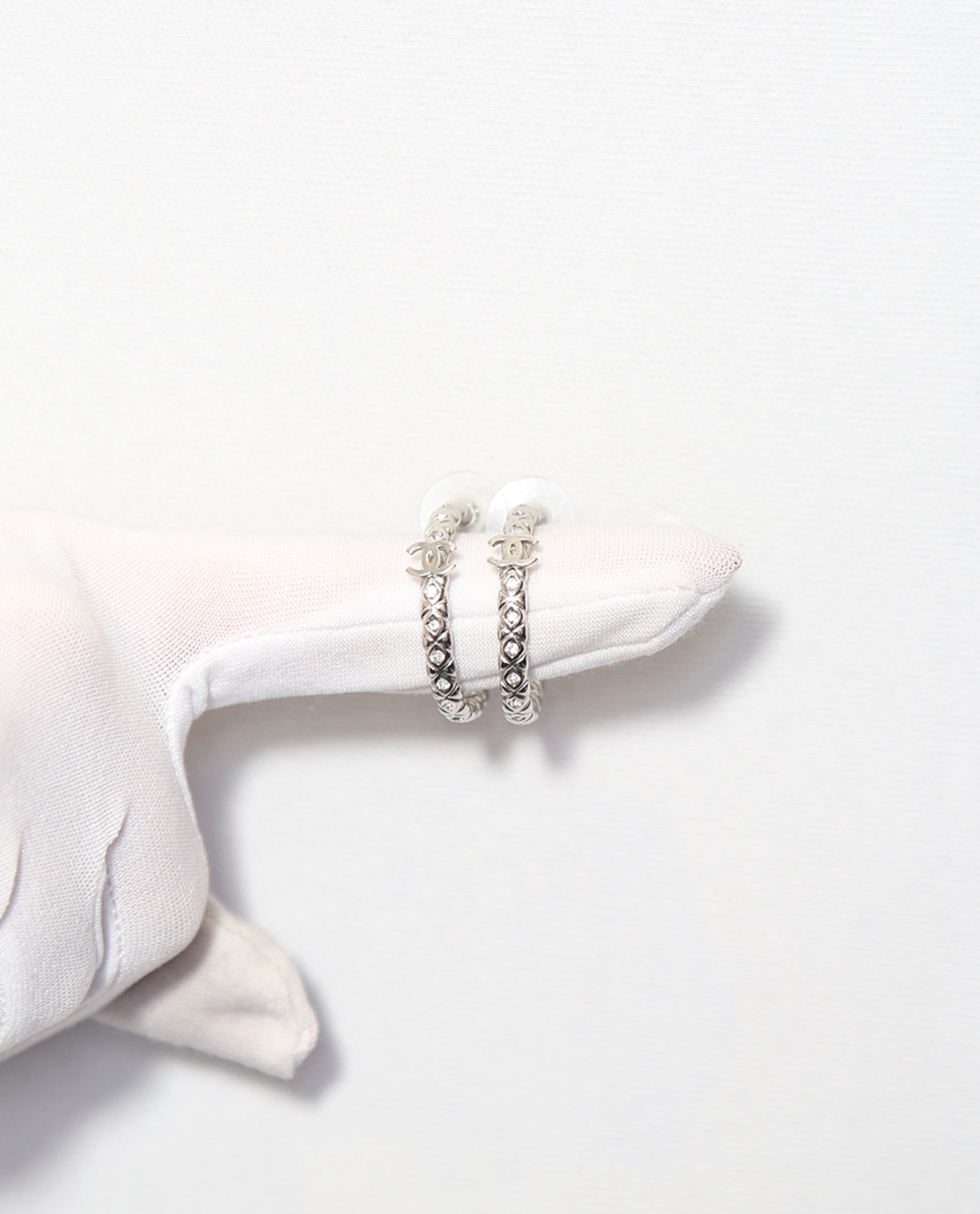 chanel crystal hoop earrings