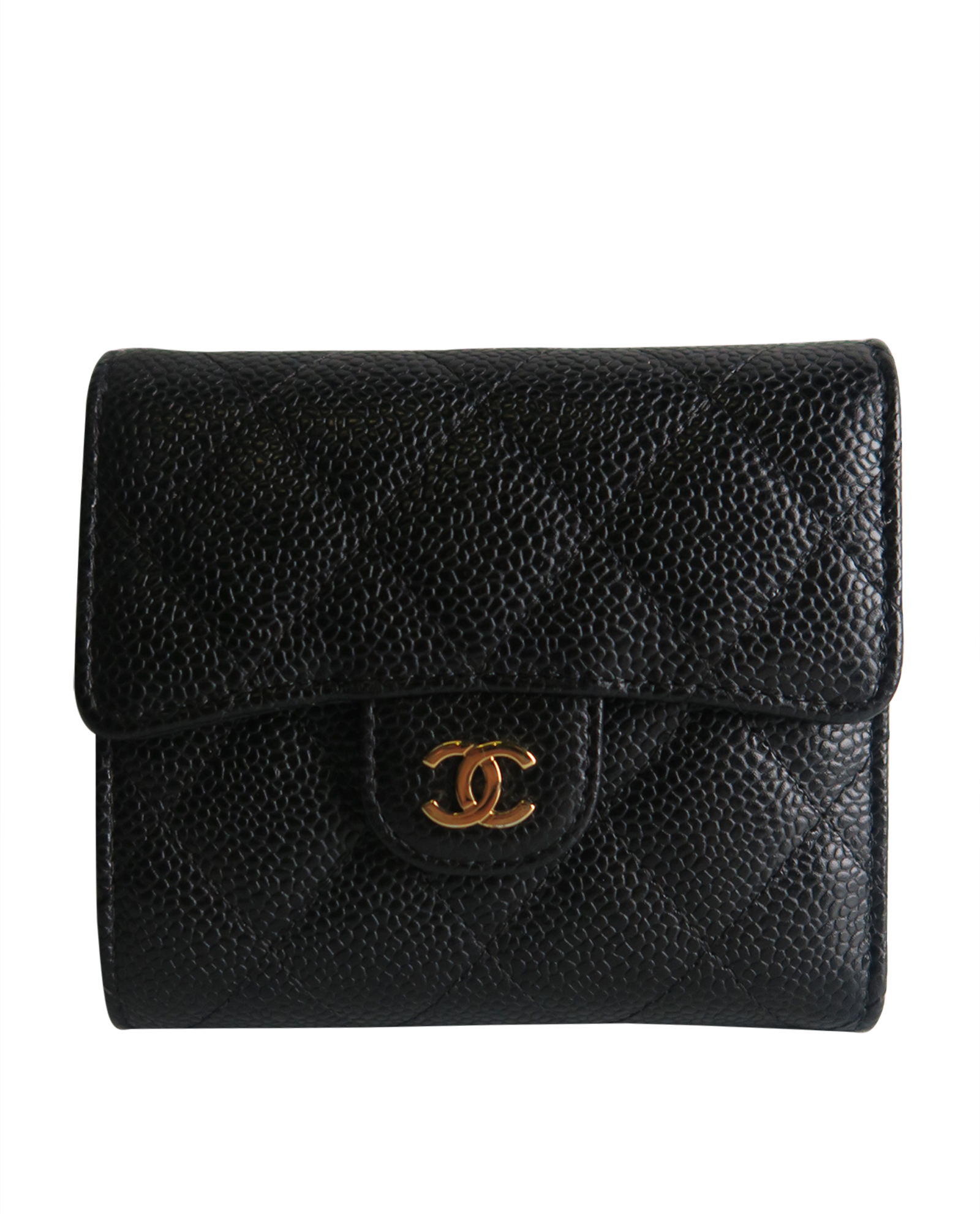 Guaranteed Authentic Chanel CC Quilted Compact Flap Trifold Wallet Fuc –