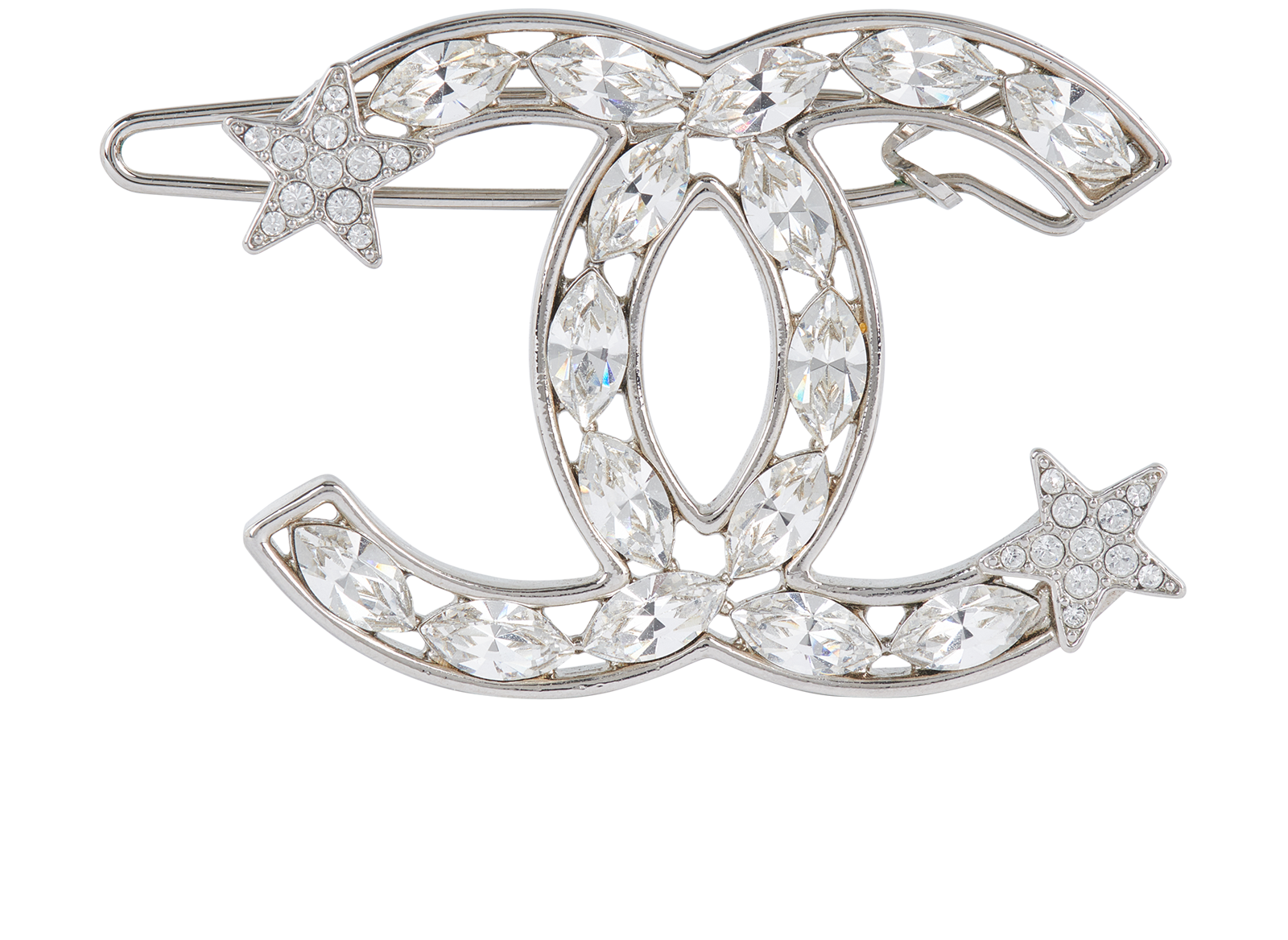? Chanel CC crystal silver metal Hair clip Chanel CC Crystal Star Hair Clip Silver Tone 20P – Coco  main image 2