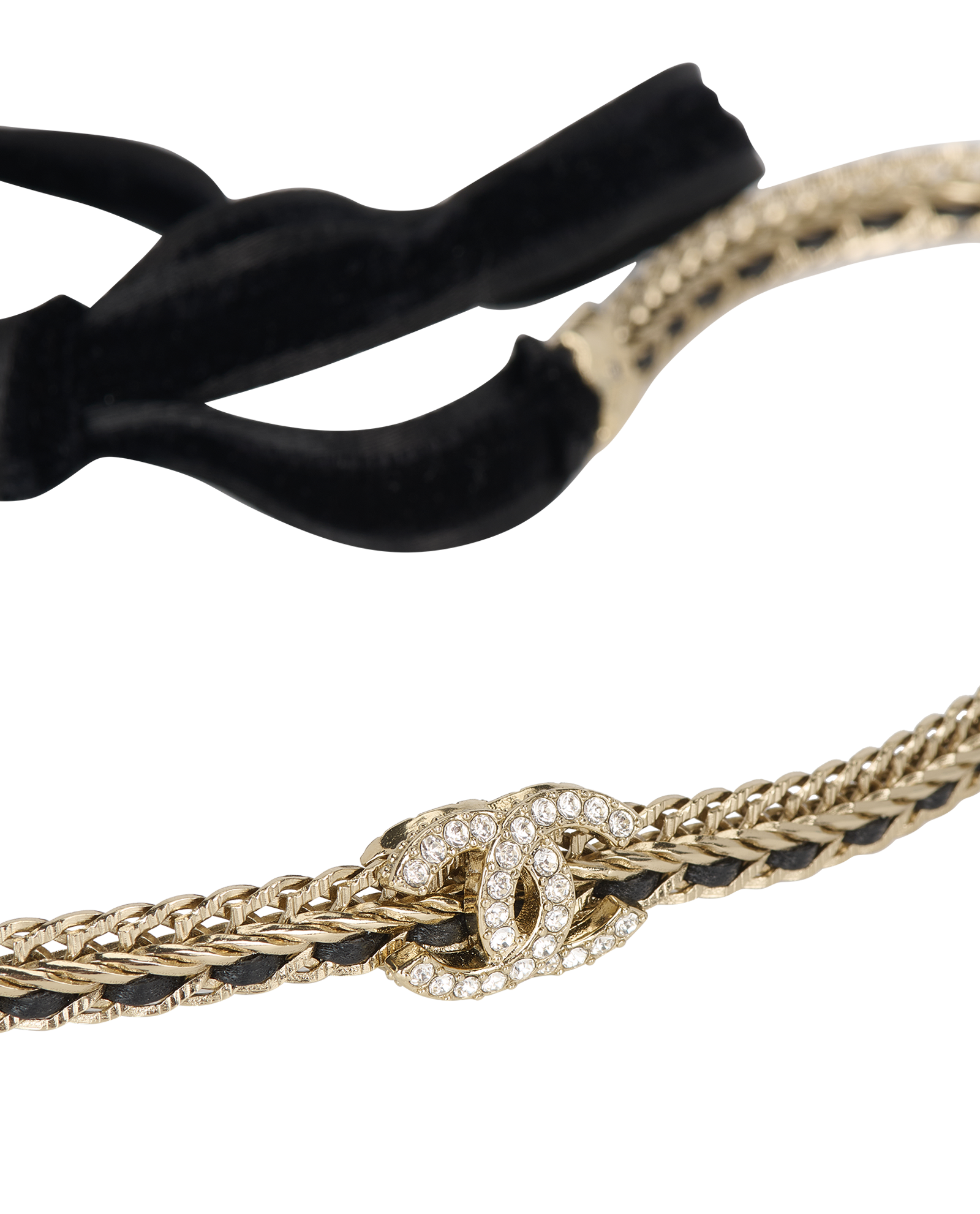 Chanel B22S CC Strass Chain Headband, Small Leather Goods