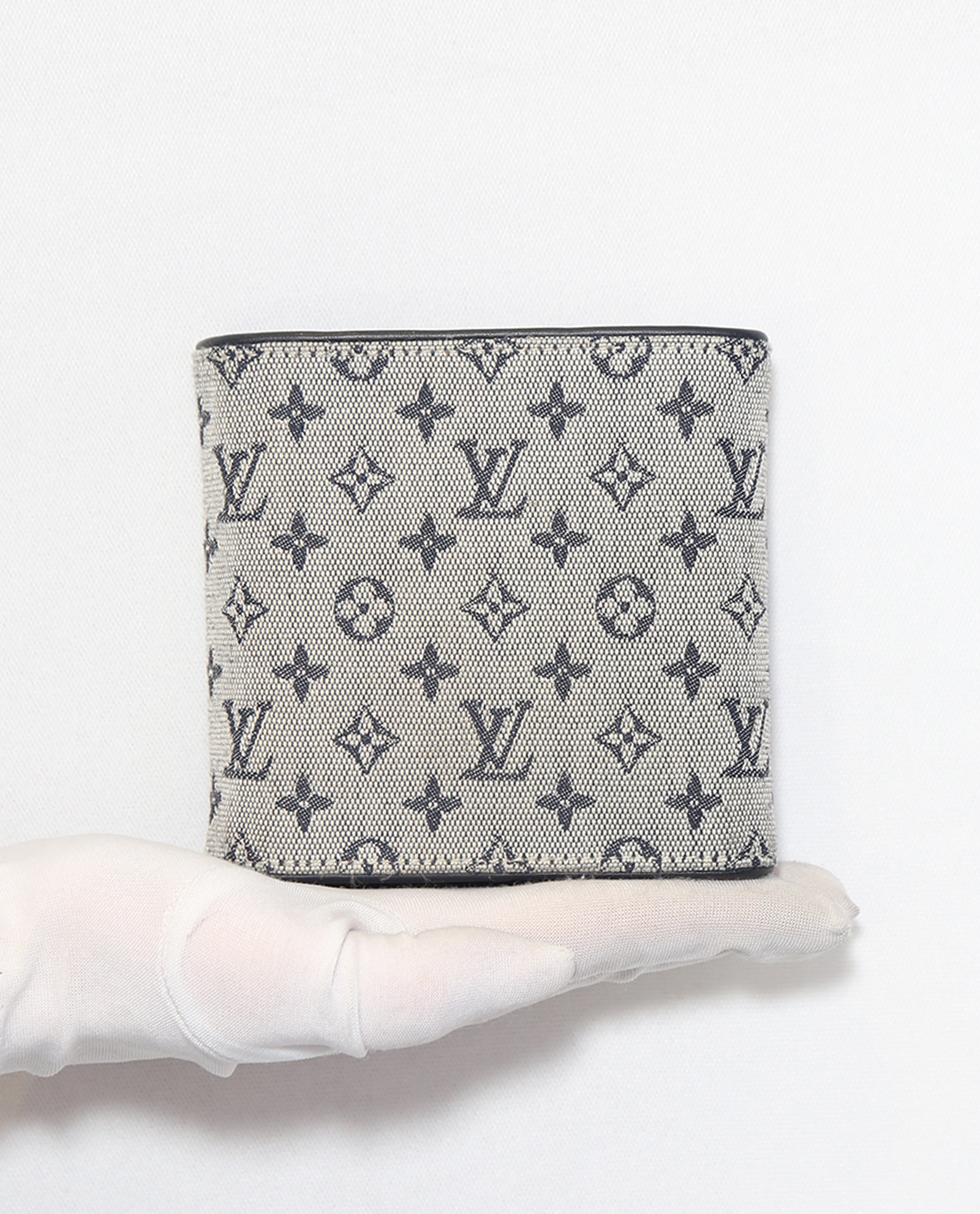 Louis Vuitton Blue Mini Lin Canvas Compact Wallet Louis Vuitton