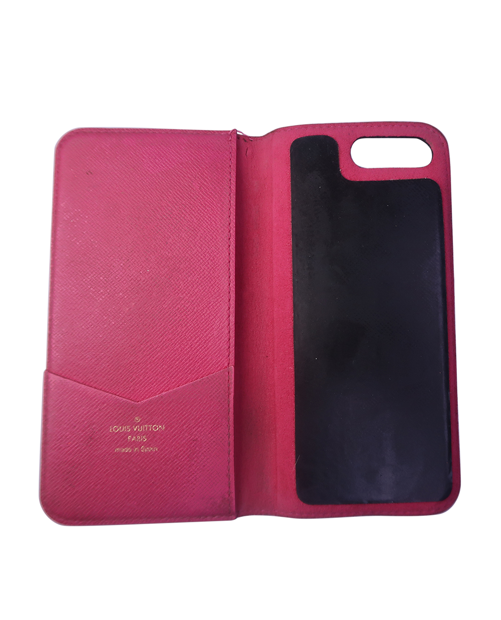 LOUIS VUITTON 2017 Brown/Pink Monogram Phone Flip Card Folio Case For  iPhone X