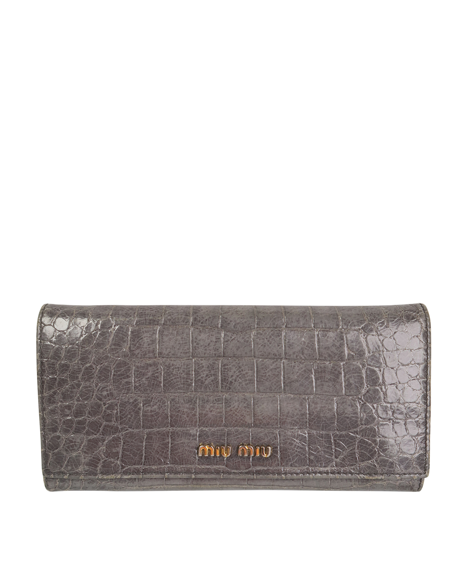 Pre-loved Miu Miu Croc Embossed Continental Wallet - £65