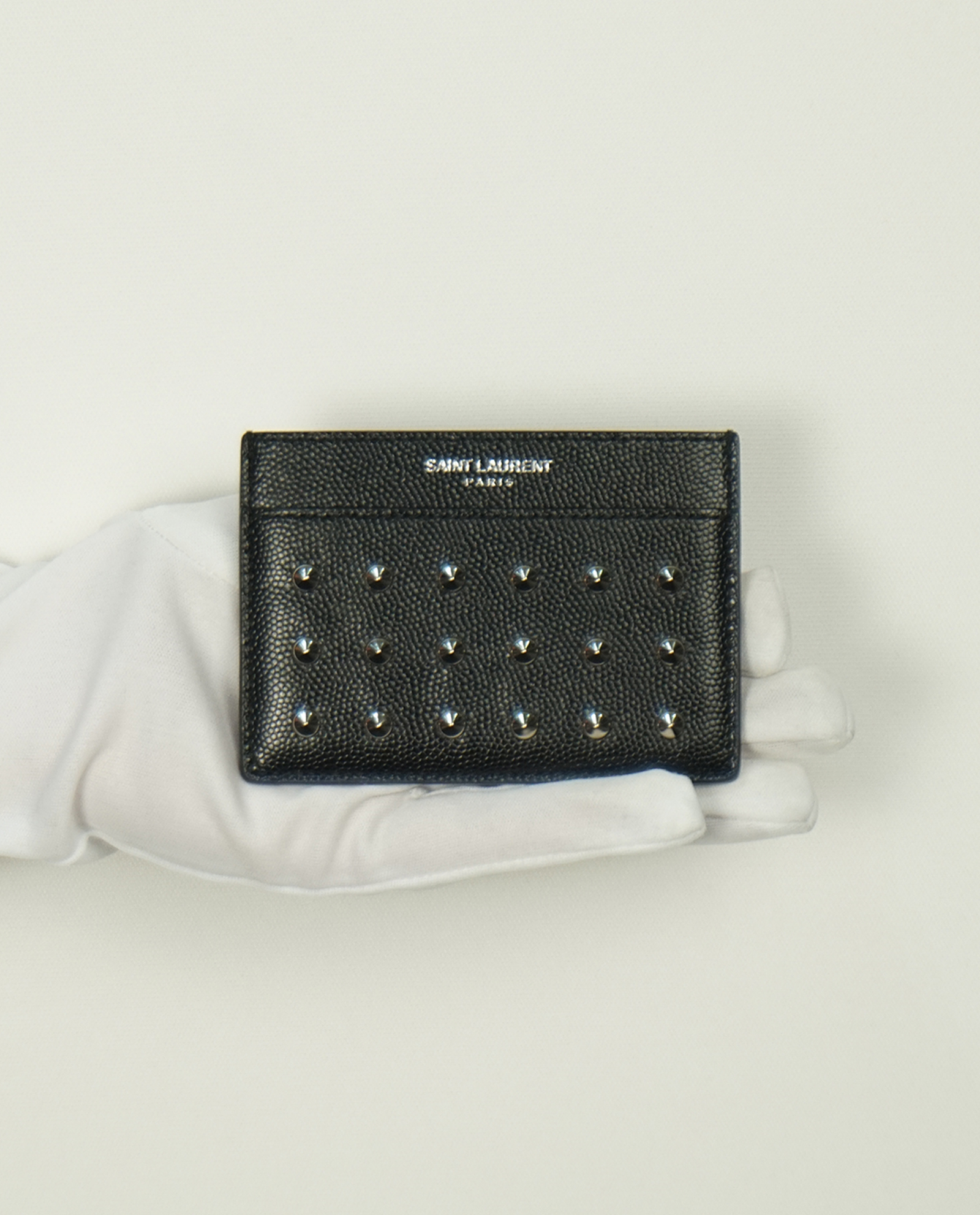 saint laurent studded card holder