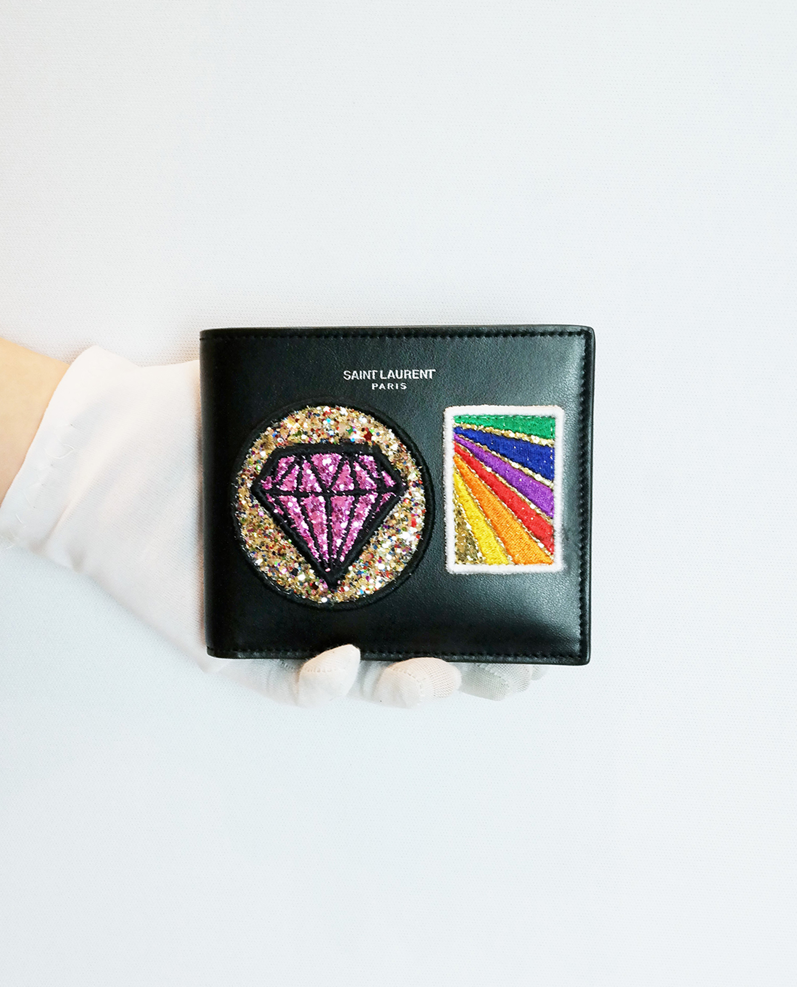 Saint Laurent Multi Patch Wallet, Small Leather Goods Designer