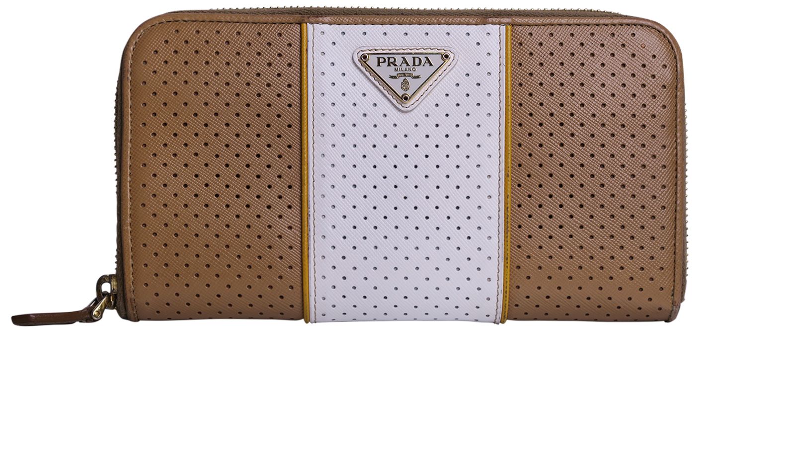 Prada Perforated Leather Compact Wallet