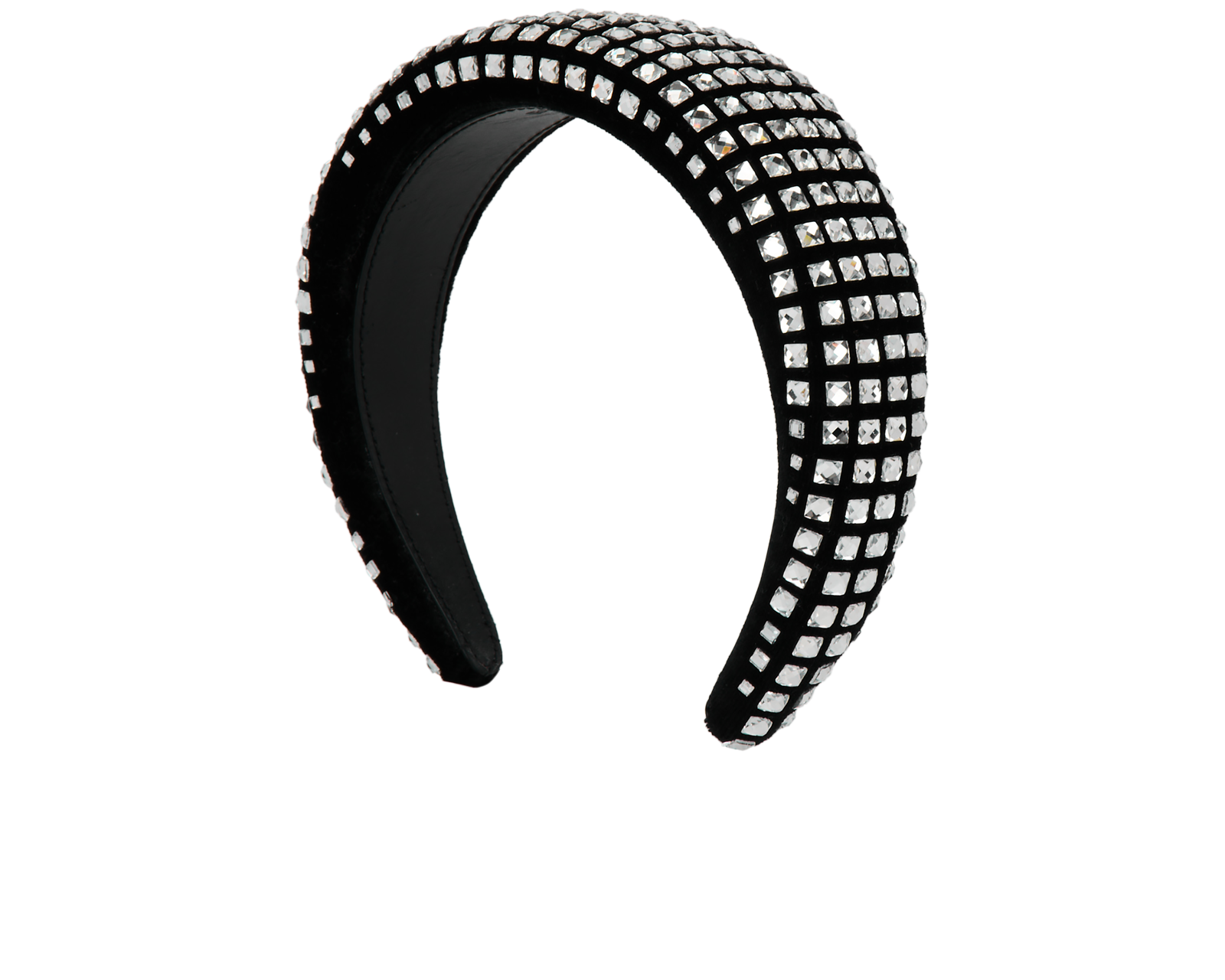 BURBERRY crystal Embellished velvet headband black Black Velvet Puffy Headband With Blak Leafs Beaded Applique  main image 4