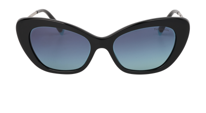Tiffany TF4158 Cat Eye Sunglasses, &pound;160, Accessories, Black/Silver, Front view