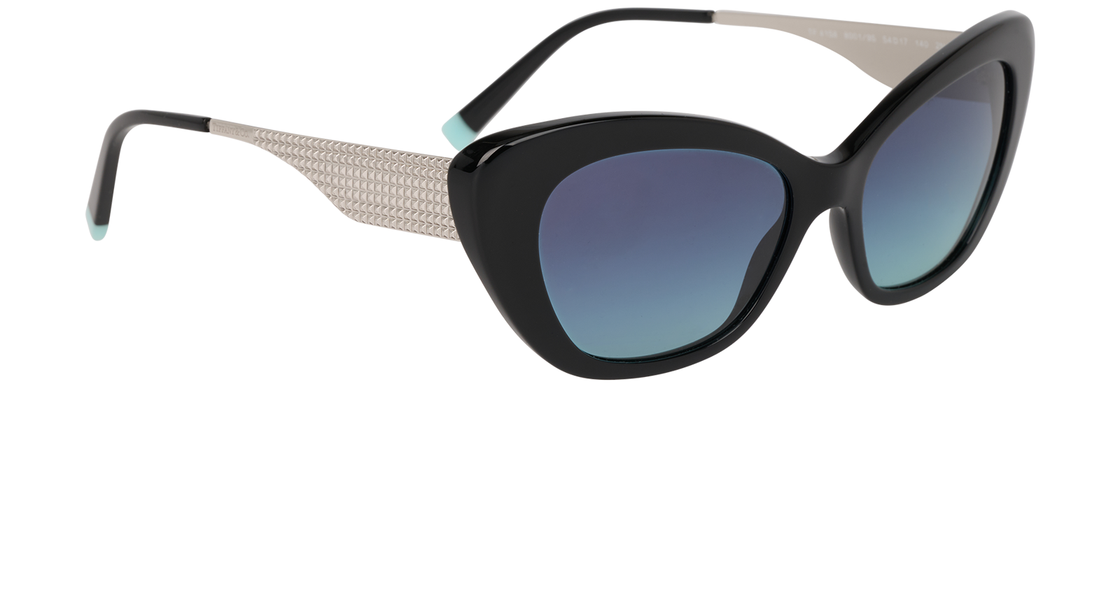 Tiffany TF4158 Cat Eye Sunglasses, &pound;160, Accessories, Black/Silver, Side view