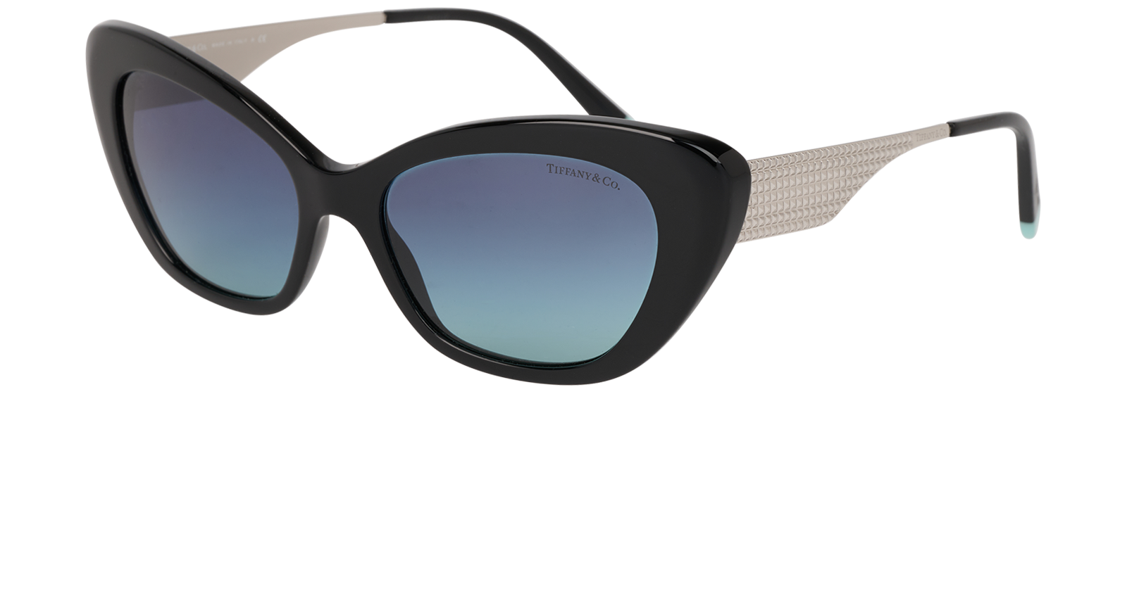 Tiffany TF4158 Cat Eye Sunglasses, &pound;160, Accessories, Black/Silver, Bottom view