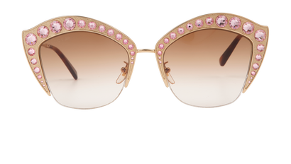 Gucci GG0114S Hollywood Forever Sunglasses, £160, Accessories, Gold/Pink, Front view