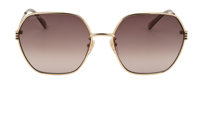 Gucci GG1285SA Hexagonal Sunglasses, &pound;150, Accessories, Gold, Front view
