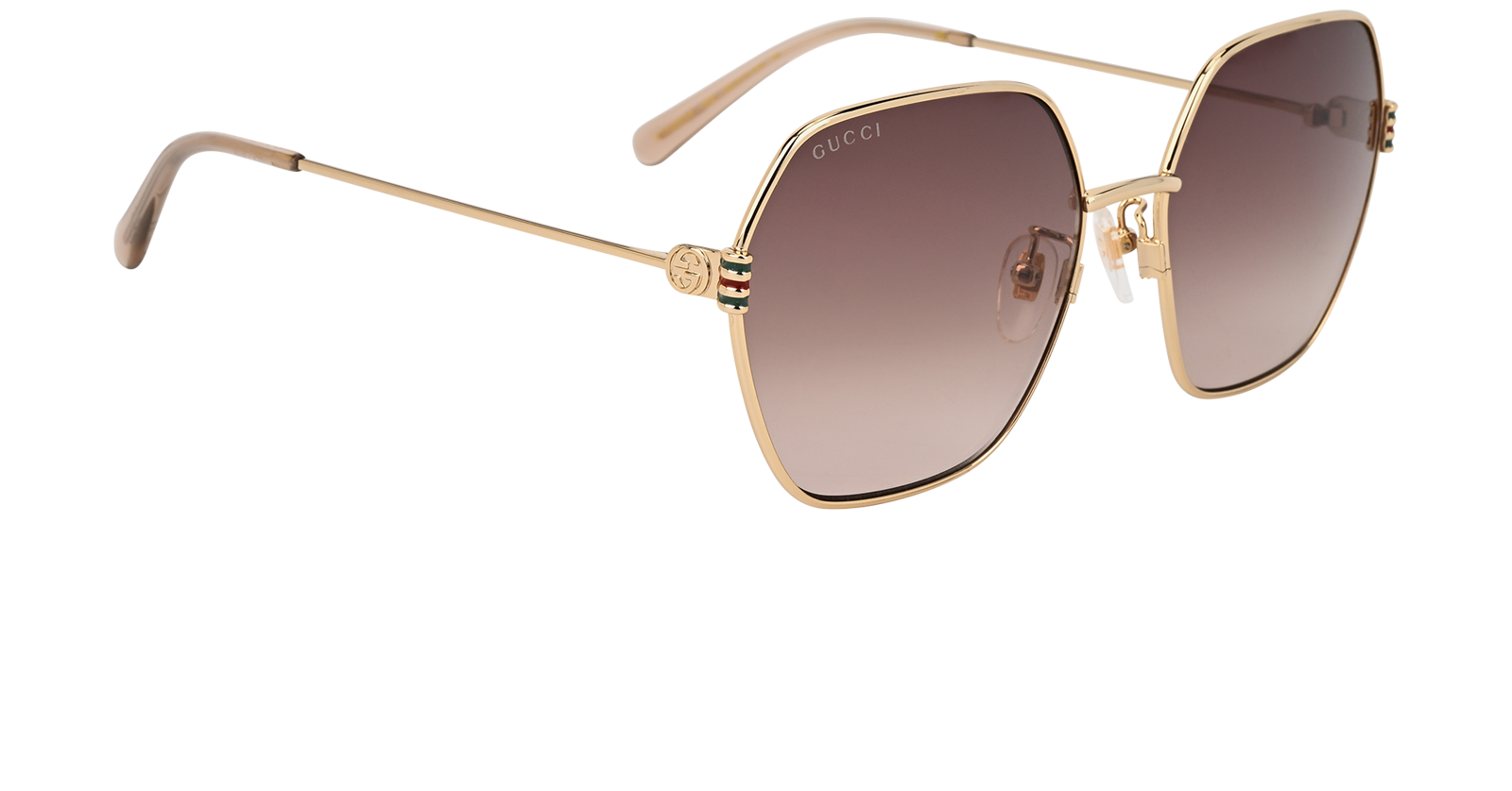 Gucci GG1285SA Hexagonal Sunglasses, &pound;150, Accessories, Gold, Side view